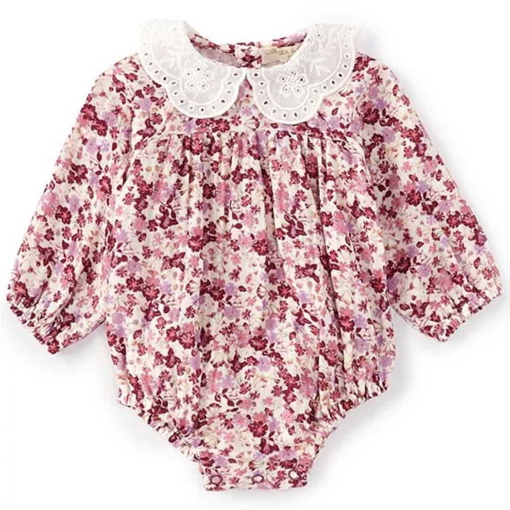 CHELSEA & VIOLET Baby Girls Newborn Long Sleeve Bodysuit in Violet Floral